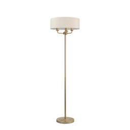Banyan 3 Light Switched Floor Lamp With 45cm x 15cm Dual Faux Silk Fabric Shade Champagne Gold/Nude Beige - thumbnail 5