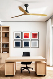 Alo Large 3 Blade Ceiling Fan Matt Black, Wood Tuya Smart System - thumbnail 2