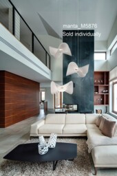 Manta Ceiling Pendant 65cm Round 20W LED 3000K, 1600lm, Chrome , White - thumbnail 3