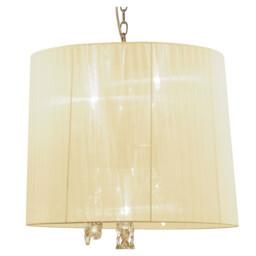 Tiffany Pendant 3+3 Light E14+G9, French Gold With Cream Shade & Clear Crystal - thumbnail 5