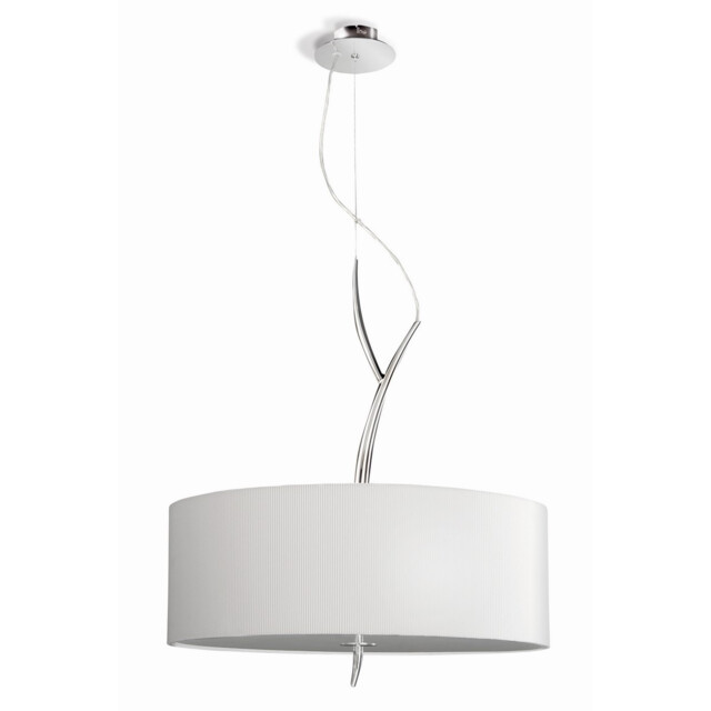 Eve Single Pendant 3 Light E27, Polished Chrome With Spanish Corrugated White Round Shade - image 1