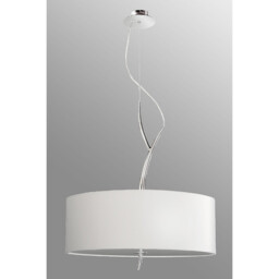 Eve Single Pendant 3 Light E27, Polished Chrome With Spanish Corrugated White Round Shade - thumbnail 2