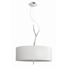 Eve Single Pendant 3 Light E27, Polished Chrome With Spanish Corrugated White Round Shade