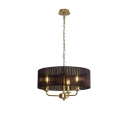 Banyan 3 Light Multi Arm Pendant With 45cm x 15cm Organza Shade Champagne Gold/Black - thumbnail 1