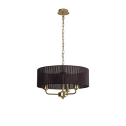 Banyan 3 Light Multi Arm Pendant With 45cm x 15cm Organza Shade Champagne Gold/Black - thumbnail 5
