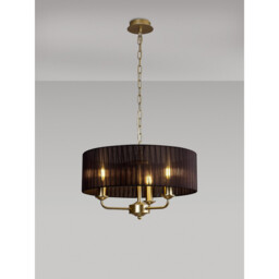 Banyan 3 Light Multi Arm Pendant With 45cm x 15cm Organza Shade Champagne Gold/Black - thumbnail 2