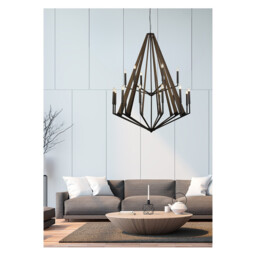 Hilton 2 TIer Pendant 18 Light E14 Satin Black/Dark Grey Wood Item Weight: 18.9kg - thumbnail 3
