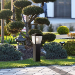 Outdoor Post (730mm Height) - Black With Clear Frosted Panels - thumbnail 2