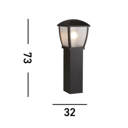 Outdoor Post (730mm Height) - Black With Clear Frosted Panels - thumbnail 5