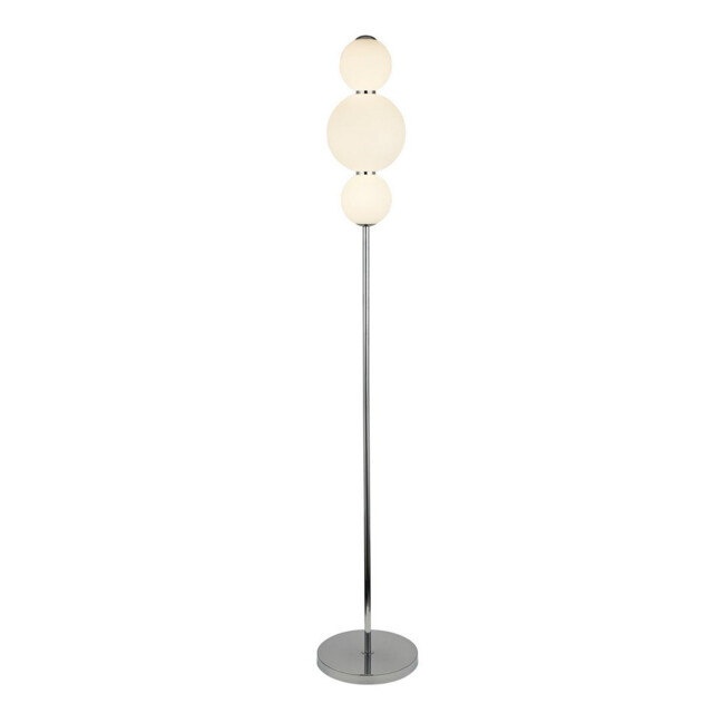 3 Light Floor Lamp, Chrome With Opal Glass Shade - image 1