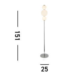 3 Light Floor Lamp, Chrome With Opal Glass Shade - thumbnail 5