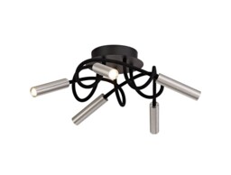 Semi Flush Ceiling, 5 Light Adjustable Arms, 5 x 5W LED Dimmable, 3000K, 1550lm, Black, Aluminium - thumbnail 1