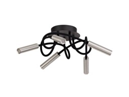 Semi Flush Ceiling, 5 Light Adjustable Arms, 5 x 5W LED Dimmable, 3000K, 1550lm, Black, Aluminium - thumbnail 3