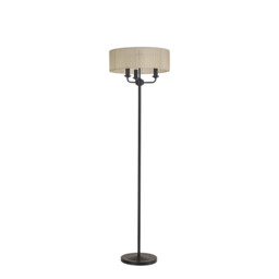 Banyan 3 Light Switched Floor Lamp With 45cm x 15cm Organza Shade Matt Black/Cream - thumbnail 5