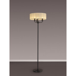 Banyan 3 Light Switched Floor Lamp With 45cm x 15cm Organza Shade Matt Black/Cream - thumbnail 2