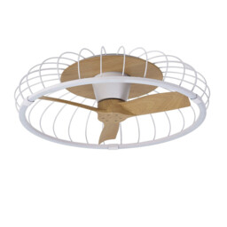 Nature LED Dimmable Ceiling Light & 30W DC Reversible Fan, White/Wood Remote & APP Control