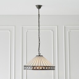 Fargo 1 Light Large Ceiling Pendant Dark Bronze, Tiffany glass, E27 - thumbnail 3