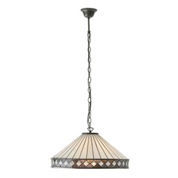 Fargo 1 Light Large Ceiling Pendant Dark Bronze, Tiffany glass, E27 - thumbnail 2