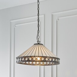 Fargo 1 Light Large Ceiling Pendant Dark Bronze, Tiffany glass, E27 - thumbnail 5