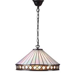 Fargo 1 Light Large Ceiling Pendant Dark Bronze, Tiffany glass, E27 - thumbnail 1