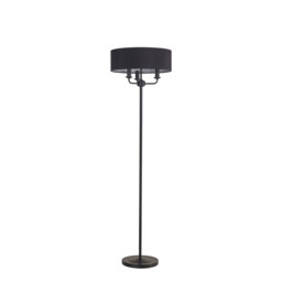 Banyan 3 Light Switched Floor Lamp With 45cm x 15cm Faux Silk Fabric Shade Matt Black/Black - thumbnail 5
