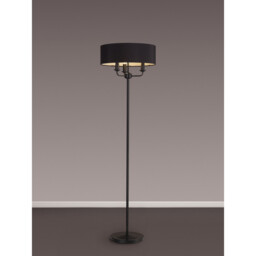 Banyan 3 Light Switched Floor Lamp With 45cm x 15cm Faux Silk Fabric Shade Matt Black/Black - thumbnail 2