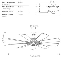 Gentry 165cm 9 Blade Ceiling Fan with Dimmable 3000K LED Light, Weathered Zinc, Remote Control - thumbnail 2