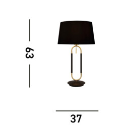 Jazz 1 Light Table Lamp, Satin Brass And Black, Black Velvet Shade Pull Switch - thumbnail 3