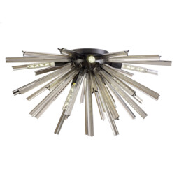 Hornby 8 Light E27, Semi Flush Matt Black, Smoke Glass - thumbnail 1