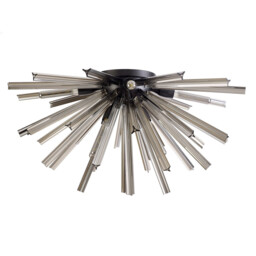 Hornby 8 Light E27, Semi Flush Matt Black, Smoke Glass - thumbnail 5