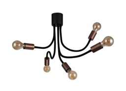 Benton Flexible Semi Flush Ceiling 5 Light E27, Satin Black, Brushed Copper - thumbnail 5