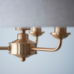 Highclere Multi Arm Pendant Ceiling Light Vintage Brass, Natural Linen, 3x E14 - thumbnail 5