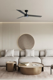 Rudder 132cm LED Ceiling Fan Matt Black, Walnut Blade, 3 Blade Reversible - thumbnail 2