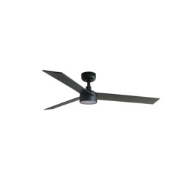 Rudder 132cm LED Ceiling Fan Matt Black, Walnut Blade, 3 Blade Reversible
