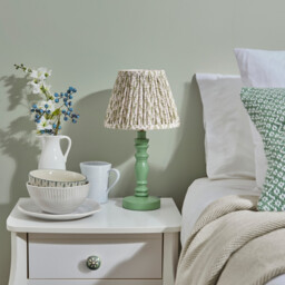 Bibury Satin Cotswold Green Paint Table Lamp with Herb Garden Green Fabric Leaf Shade 20cm B22 - thumbnail 3