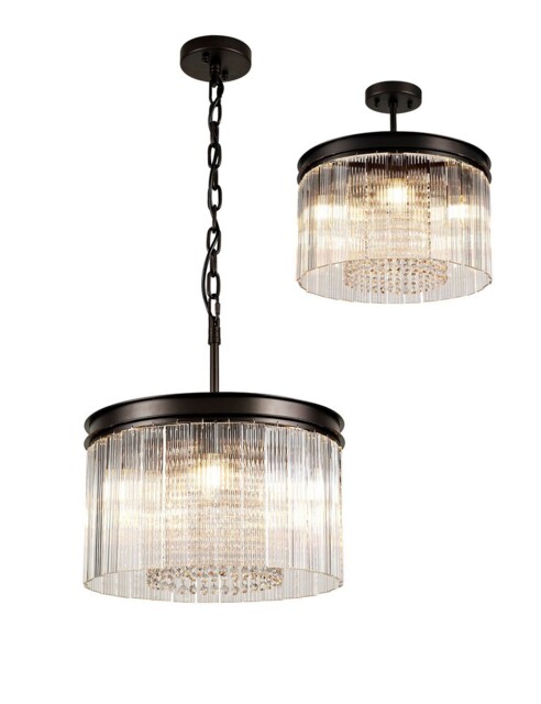 Sennett Small Cylindrical Ceiling Pendant, 5 Light E14, Brown Oxide - image 1