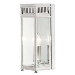 Holborn 1 Light Outdoor Small Wall Half Lantern Light Polished Chrome IP44, E14 - thumbnail 1