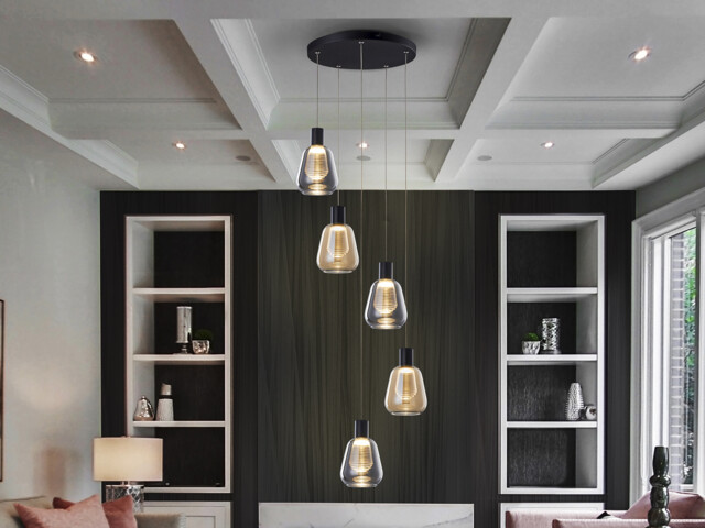 Carisa Cluster Pendant Ceiling 5 Light Black LED 3000K - image 1