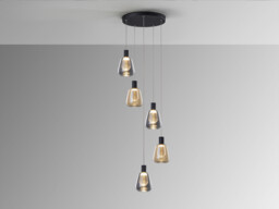 Carisa Cluster Pendant Ceiling 5 Light Black LED 3000K - thumbnail 3