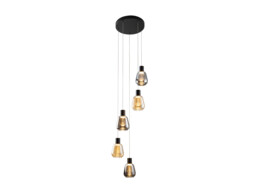 Carisa Cluster Pendant Ceiling 5 Light Black LED 3000K - thumbnail 5