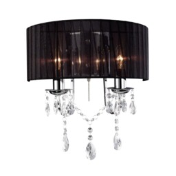 Olivia Wall Lamp Switched with Black Shade 2 Light Polished Chrome, Crystal - thumbnail 1
