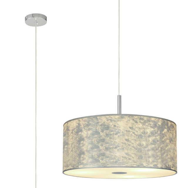 Baymont Polished Chrome 5 Light E27 Single Pendant With 60cm x 22cm Silver Leaf Shade - image 1