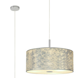 Baymont Polished Chrome 5 Light E27 Single Pendant With 60cm x 22cm Silver Leaf Shade