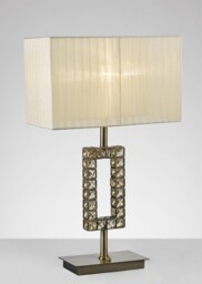 Florence Rectangle Table Lamp with Cream Shade 1 Light Antique Brass, Crystal - thumbnail 2