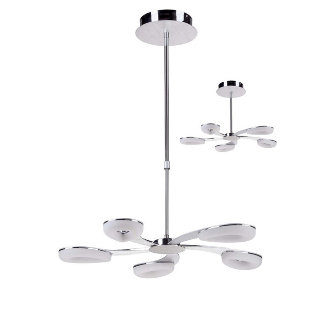 Juno Telescopic 5 Light 30W LED 3000K, 2700lm, Satin Aluminium/Frosted Acrylic/Polished Chrome - image 1