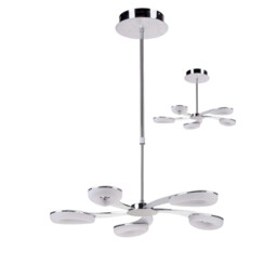 Juno Telescopic 5 Light 30W LED 3000K, 2700lm, Satin Aluminium/Frosted Acrylic/Polished Chrome