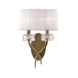 Loewe Wall Lamp Switched 2 Light E14, Antique Brass with Cream Shade - thumbnail 3
