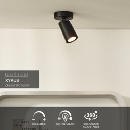 Xyrus Modern Ceiling Spotlight 9cm - LED Dim to warm - GU10 - 1x5W 2200K/3000K - Black - Special Offer - thumbnail 2