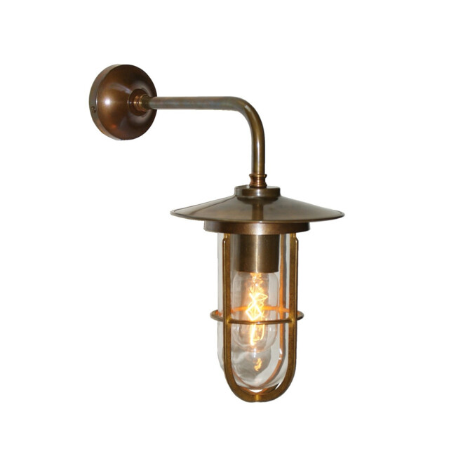 Lena Outdoor Wall Light, Antique Brass, Clear Glass, IP65