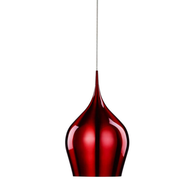 Vibrant 1 Light Large Dome Ceiling Pendant Red, E27 - image 1
